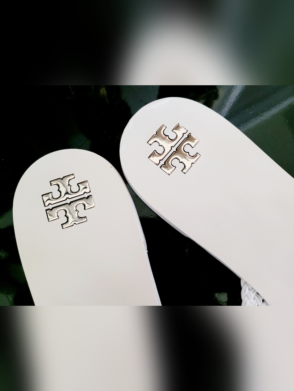Tory Burch Goat Leather Purity White Woven Slide Mule Sandals US 9 - Picture 11 of 16